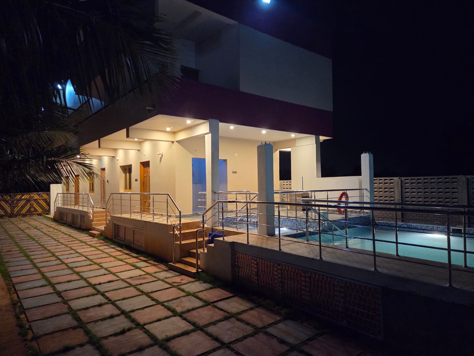 Side walk and swimming pool